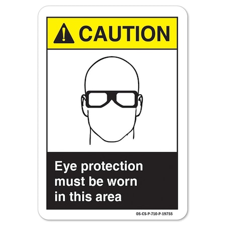 Signmission ANSI Sign, Eye Protection Must Worn In This Area, 5in X 3.5in, 10PK, 3.5" H, 5" W, Landscape, PK10 OS-CS-D-35-L-19755-10PK